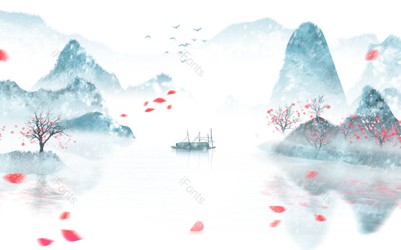 清新中国风手绘风景山水插画背景设计,插画/手绘图,插画/手绘图库,插画/手绘图下载,插画/手绘